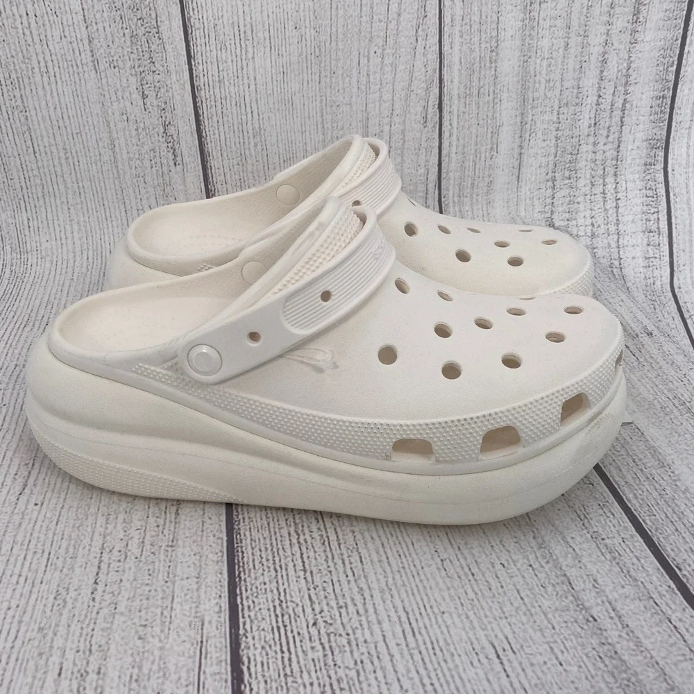 Crocs Classic Crush Clog Mens 11 Womens 13 White Platform Chunky Comfort Shoes